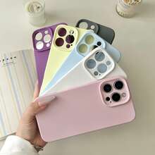 高级青春粉色液态硅胶纯色手机壳 - 超精准摄像头开孔和防刮保护 - 淺粉色 - 查看 5