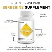 Bunkell Berberine Plus Supplement - Broccoli Seed Complex Extract - Supports Cardiovascular, Gut & Immune Health - 120 Capsules - 1 chai - Xem 1