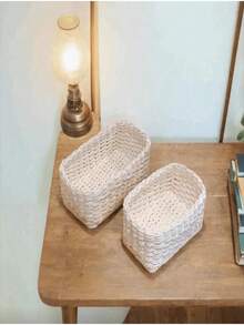 Maceteros de jardín con marco de metal; Cestas colgantes de estilo bohemio moderno con cuerda; Decoración de ratán natural mezclado para crear un ambiente de patio costero - Adecuado para cocina, baño, dormitorio, sala de estar, dormitorio, escritorio de oficina y decoración de estilo granja - Cajas, estantes, contenedores, armarios, cestas pequeñas de mimbre - Multicolor - Ver 3