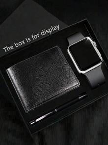 休闲时尚方形青少年LED电子手表，圆珠笔办公套装，不可充电电池，简约表盘显示，适合日常、聚会、度假等多种场合。生日礼物、圣诞礼物之选。 - 黑色 - 查看 12