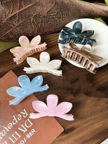 6件套春夏糖果色优雅大理石渐变莲花发夹，波西米亚海滩度假风发饰，适用于马尾辫和发髻 - 彩色 - 查看 9