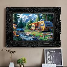 1000-Piece Puzzle - Vintage Van With Mountain Scenery, Dog Family And Couple Scene - Vibrant Colors, Exquisite Details -, Birthday, Father's Day - Family Activity, Home Decoration, Camping Decor, Landscape Reproduction - trắng - Xem 6