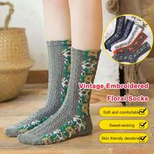 1/5 Paia di calzini da donna taglia unica, calzini vintage estetici per ragazze, calzini con motivi floreali originali, calzini casual e carini a maglia, set di maglia jacquard, calzini a mezza gamba con elasticità, 5 colori, calzini sportivi, calzini belli, calzini arcobaleno, calzini da casa per primavera, autunno e estate - Multicolore - Visualizzare 8