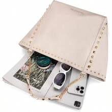 Montana West - Bolso de mano de gran tamaño para mujer bolso de hombro con cadena - Xlblanquecino - Ver 5