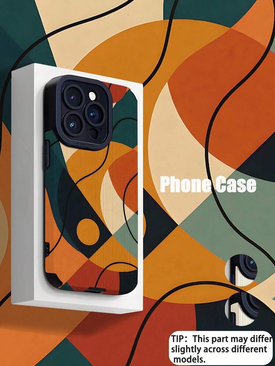 1 件装极简抽象线条几何竖条纹仿皮软壳保护手机壳，适合作为生日、节日礼物送给朋友、家人、情侣，适用于 17/17 Air/17 Pro/17 Pro Max、16/16 Plus/16 Pro/16 Pro Max、15/15 Plus/15 Pro - 彩色 - 查看 1