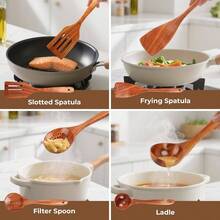 Natural Teak Wood Cooking Utensils Set - 4pcs Wooden Spoons Cooking With Ladle, Spatula, And Slotted Spoon, Premium Kitchen Tools Chefs - 4Pcs Set - View 6