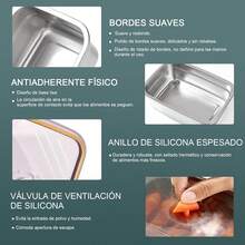 3pz Caja de Almacenamiento de Alimentos de Acero Inoxidable, con Tapaética, Almacenamiento de Alimentos a Prueba de Fugas de 2000 ml, Adecuado para Horno, Refrigerador y Congelador,recipienteséticos para almacenar,contenedores para alimentos - 1 - Ver 3