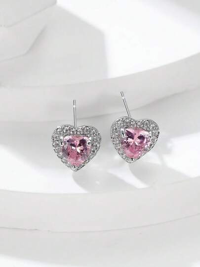 Vanel 1 对简约精致的多色心形耳钉，送给妻子或女儿的情人节礼物、妈妈、母亲、母亲节礼物