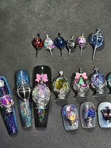 2件套美甲模具，灵魂石马赛克款，精致3D美甲装饰透明硅胶模具