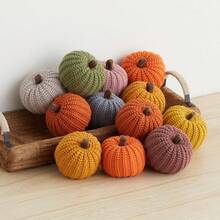 Knit Pumpkins Set Of 5, Fall Favorite, Gifts Women, Autumn Bowl Fillers Fall Farmhouse Tier Tray Decor, Decorative Pumpkins Friend Autumn Set - Bộ 12 món đan móc nhỏ nhiều màu sắc - Xem 2