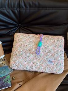 Fluffy Laptop Sleeve, Cute Computer Bag, Floral Print Quilted, Compatible With MacBook 11 13 14 15.6 16 Inch Pro M4/M3/M2/M1 Pro/Max, Laptop/Tablet Carrying Case, Floral Pattern IPad Protective Cover, Laptop Bag, Laptop Sleeve, Laptop Protective Case, Laptop Protective Case, Laptop Protective Case, Essential For Men And Women Travel