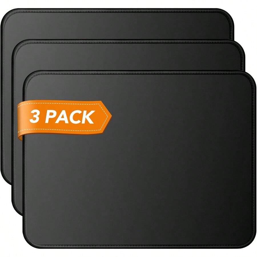 4 Mouse Pad Stitched Edges Premium-Textured Large Mouse Pads Mat Natural Non-Slip Rubber Base Mousepad for Laptop Computer and PC 11 x 8.7 inches Black - Negro3Paquete - Ver 1