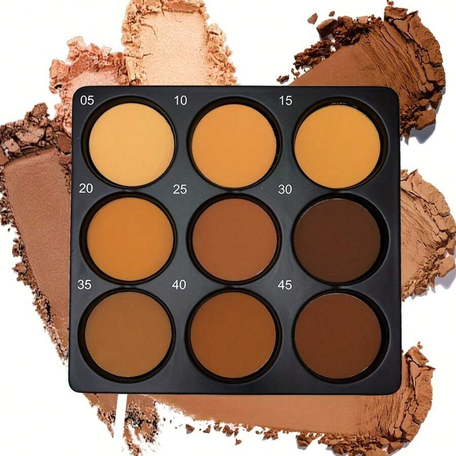 9-Color Contour & Bronzer Palette, Matte Sculpting Powder For Face, Medium To Deep Skin Tone Friendly, Highly Pigmented & Easy Blend Shading Kit For Cheeks Nose Jawline, Long-Lasting Natural Definition, Beginner & Daily Use - 彩色 - 查看 1