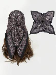 1pc 110*110cm Women's Paisley Pattern Printed Scarf, Elegant Headband And Neckerchief, Ideal Accessory For All Your Outfits