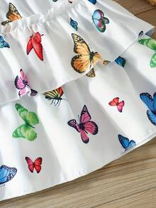 2pcs/Set Girls' Summer Sling Printed Skirt Outfit, Casual Party Wear, Suitable For 4-8 Years Old - Multicolor - View 5