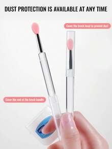 5pcs Silicone Lip Brush Set, With Dust Cover, Small Size, Portable Transparent High-Quality Handle, Multi-Purpose Eyeshadow & Concealer Brush, Suitable For Lipstick, Lip Gloss, And Other Cosmetics - Multicolor - View 3