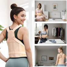 Back Ring Waist Posture Support Brace For Men & Women - Adjustable Invisible Compression Support Belt For Prolonged Sitting, Reduces Neck & Back Pain, Improves Posture, Hand Washable Design, Back Posture Corrector, Comfortable Fit, Durable Construction - Apricot - View 4