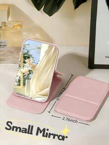 Foldable Portable Makeup Mirror, Adjustable Angle Folding Vanity Mirror With PU Leather Case, Beauty Supplies, Desktop Makeup Mirror, Rectangular Desktop Foldable Compact Minimalist Makeup Mirror, Travel Portable Makeup Mirror - Multicolor - View 9