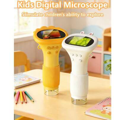 1pc Kids Digital Microscope, Mini Pocket Portable Handheld Microscope, Suitable For Children And Adults, With 1000X Magnification, 2-Inch HD Color Screen, And 3-Level Adjustable LED Lights, Applicable To Various Lighting Conditions