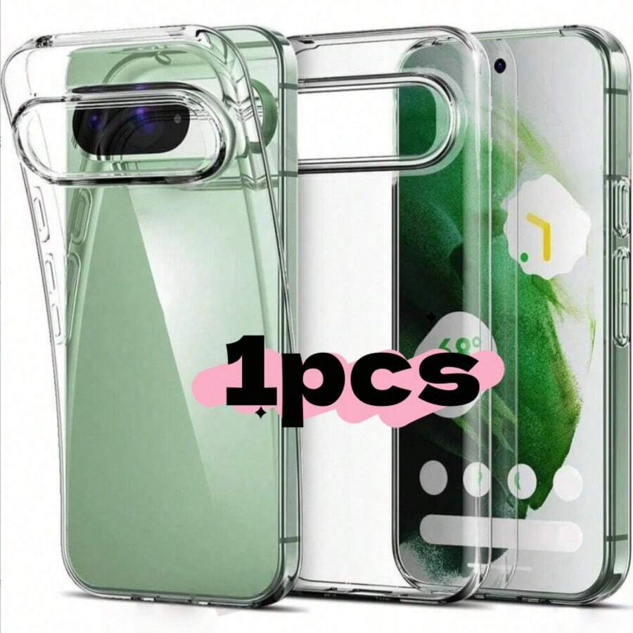 1个透明手机壳，适用于Pixel 10/8A/8/7/7A/6A/6/9 Pro/XL，透明后盖，也适用于9/8/A/10 XL，透明手机壳，手机保护壳，手机壳，防摔手机壳，简约手机壳，纯色手机壳，TPU防摔手机壳 - 無色 - 查看 1