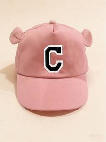 1pc Infant Cute 26 Letter Baseball Cap, Toddler Adorable Ear Design Letter Style Girl's Korean Fashion Sun Hat, 1-3 Years Old - Pink - View 7