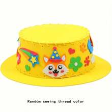 一套儿童手工缝制帽子工艺套装，儿童DIY手工项目，学前班手工课材料，适合幼儿园、教育玩具、初学者DIY缝纫套装，是送给男孩女孩的完美缝纫礼物，也是生日、复活节、毕业典礼、感恩节和任何庆祝活动的理想礼物。学前班手工套装（配件颜色随机发货）