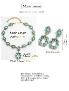 复古做旧铜镀18K金波西米亚风仿绿松石天使眼镂空项链耳环首饰套装 - 綠松石色 - 查看 10