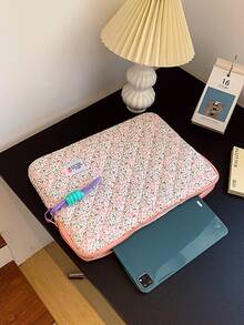 Fluffy Laptop Sleeve, Cute Computer Bag, Floral Print Quilted, Compatible With MacBook 11 13 14 15.6 16 Inch Pro M4/M3/M2/M1 Pro/Max, Laptop/Tablet Carrying Case, Floral Pattern IPad Protective Cover, Laptop Bag, Laptop Sleeve, Laptop Protective Case, Laptop Protective Case, Laptop Protective Case, Essential For Men And Women Travel