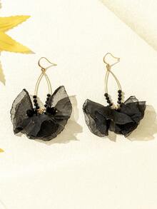 1对优雅花卉布艺耳环 - 花朵 - 查看 2