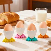 4pcs Egg Cup Set, Cartoon Egg Holder, Soft & Hard Boiled Egg Cups, Breakfast & Brunch Soft Boiled Egg Storage - Multicolor - View 2