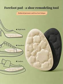 1双女士可调节前脚掌垫，舒适柔软吸汗半垫鞋垫，适用于高跟鞋、乐福鞋、运动鞋、靴子 - 米色 - 查看 4