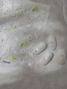 1pc Dandelion Flower Nail Art Sticker, Girls DIY Self-Adhesive Nail Decals