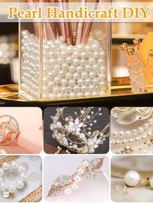 用于工艺品的珍珠珠子，象牙色仿珍珠，带孔小号缝制珍珠珠子，用于珠宝制作、手链、项链、发饰、工艺品、装饰和花瓶填充。 - 白色 - 查看 6