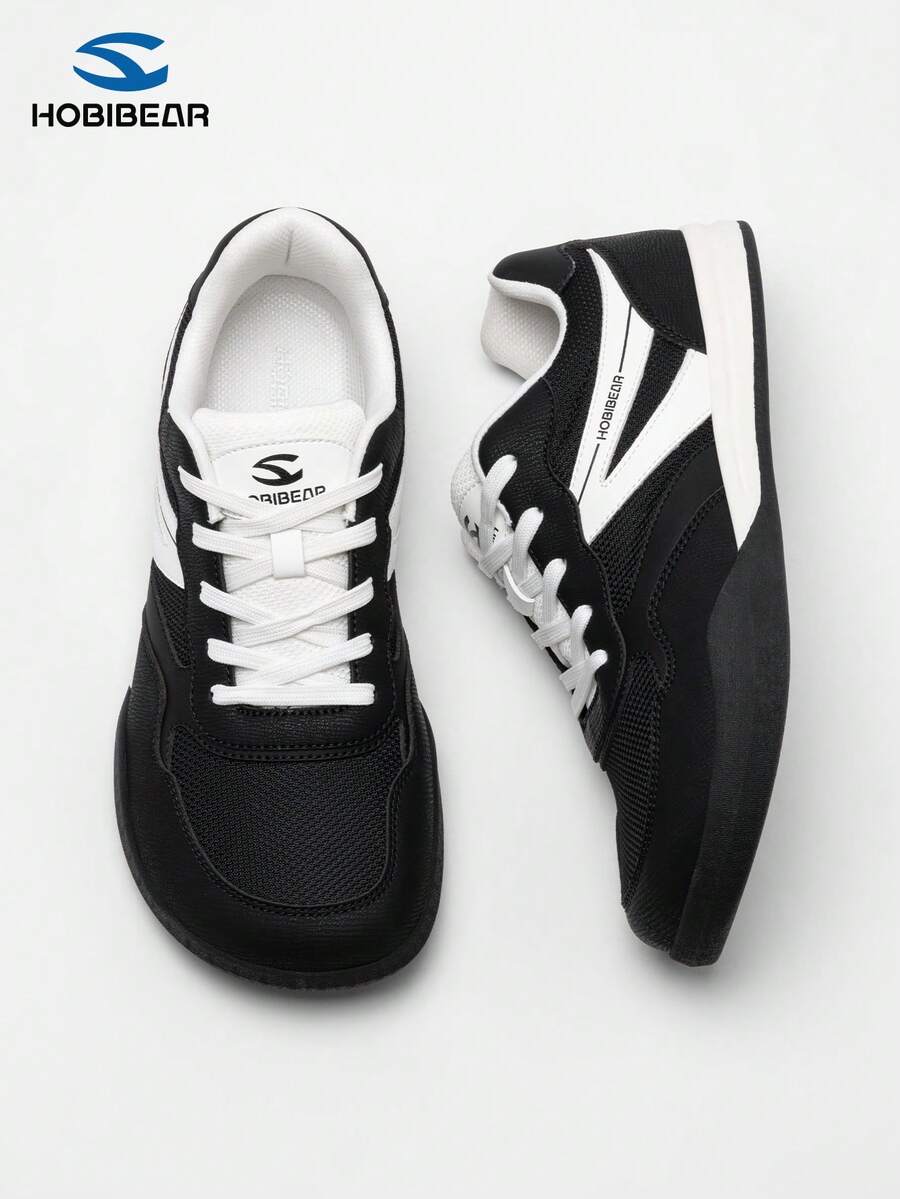 男女通用舒适网面赤足鞋，女士特宽鞋，橡胶防滑外底，无落差训练徒步鞋 - 黑色 - 查看 1