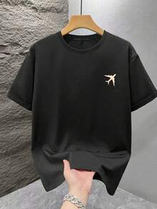 男士时尚印花宽松短袖T恤一件装 | 精致设计 | 夏季必备 | 易于搭配，展现您的风格 - 黑色 - 查看 3