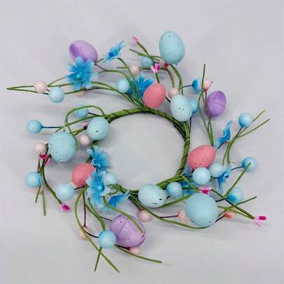 Easter Wreath, Cute Colorful Eggs Holiday Decorative Garland Window Door Hanging Present