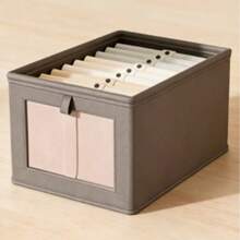 1pc Foldable Oxford Cloth Drawer Storage Box, Large Capacity Clothing Storage Box With Transparent Window And Dustproof Seal, Suitable For Clothes, Quilts, Foldable Storage Basket, Home Decor, Bedroom Decor, Autumn Decor, Holiday Gift - Grey - View 12