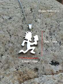 1pc Stainless Steel Axe Pendant Necklace, Unisex - Cartoon Character Necklace - View 3