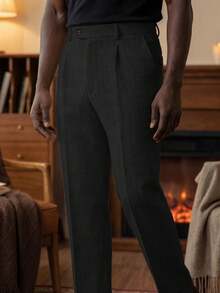 Mens Pants Tweed Herringbone Vintage Dress Pant Trousers Regular Fit Suit Pants For Men - màu đen - Xem 5