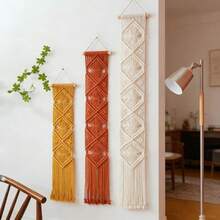 1pc Macrame Wall Hanging, Boho Style Wall Decor Tapestry, Handwoven Fringe Geometric Wall Blanket Backdrop - Multicolor - View 9