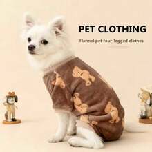 秋冬新款法兰绒柔软宠物衣服、狗狗连体衣、猫咪服装，适合贵宾犬、泰迪犬、比熊犬等宠物 - 灰色 - 查看 2