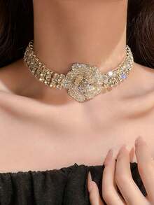 复古法式金色花卉项链，女士性感珠宝，适合晚宴和节日礼物