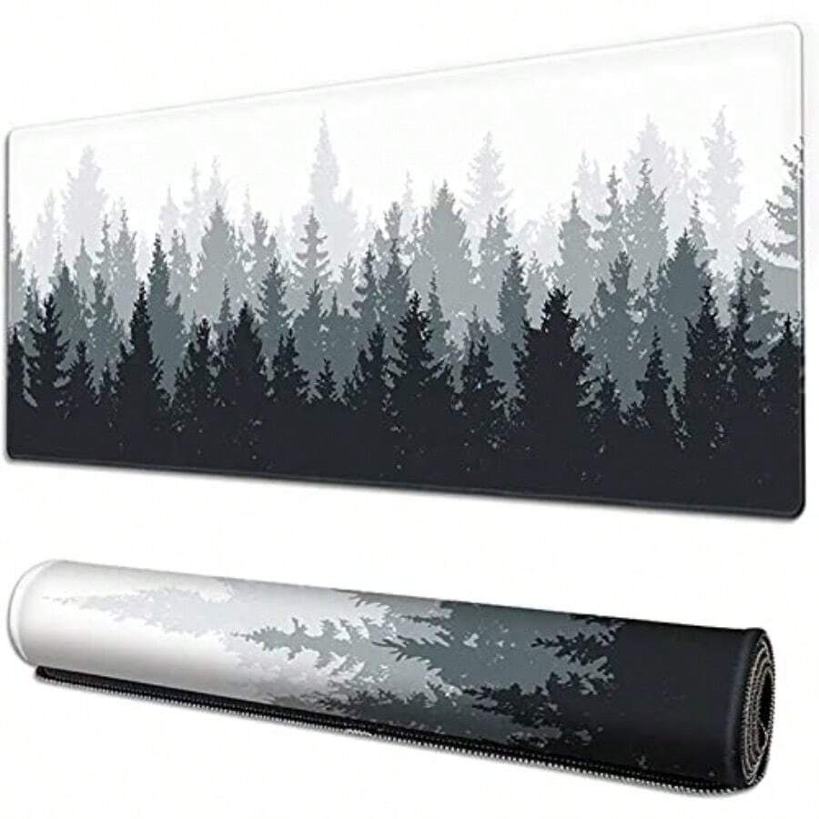 Mouse Pad Gaming XXL - TEKXDD Extended Alfombrilla de Ratón Gamer 800mm*400mm Base de Goma Antideslizante Mouse Mat para Computadoras PC y Laptops (Bosque) - Bosque - Ver 1