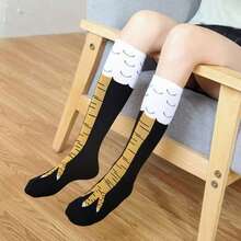 [3 Pairs]Cozy Fun Long Chicken Socks - Wacky & Warm Novelty Animal Claw Toe Socks For Adults, Perfect For Valentine's Day Gifts, Funky Costume Party & Lazy Days - Black and Yellow - View 12