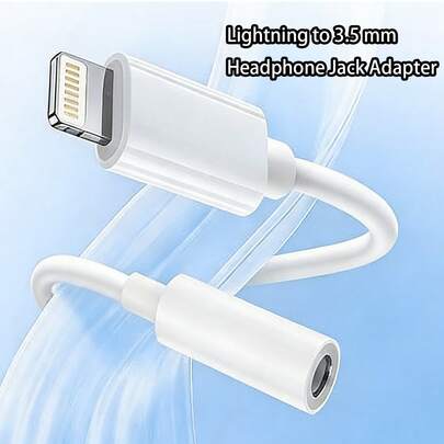 Adaptador de conector de auriculares de 3.5 mm a Lightning - Audio de alta calidad y chip DAC, adecuado para escuchar música, gimnasio, oficina en casa, compatible con iPhone 14/13/12/11/X/8/7, 1 paquete (Blanco)