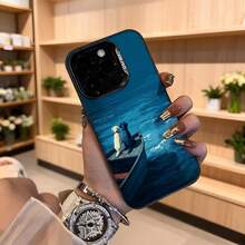 Cubierta de teléfono con diseño de barco y perros en el agua azul para iPhone 14 Pro Max funda protectora estilo artístico para uso diario y regalo,Aplicable a los teléfonos de la serie Apple y Galaxy - Negro - Ver 4