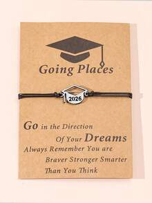 1pc New Fashion 2026 Graduation Cap Pendant Bracelet, Women/Couples/Friends Graduation/Back To School/Teacher's Day Gift, Daily Accessory - 2026 - View 5