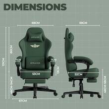 Fabric Gaming Chair, Ergonomic Computer Chair With Footrest And Lumbar Support Height Adjustable Home Office Chair - Green-Faux Leather - 查看 11