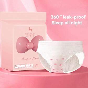 Midora's Secret 14-delat set med mensbyxor, ultratunna, antiläckage, andningsbara, högmidjade, överdimensionerade byxor, bindor för omedelbar absorption av postpartum lochia, speciellt utformade för att mödrar ska kunna vara säkra