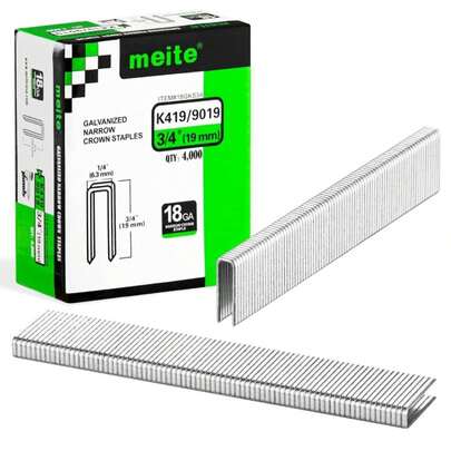 Meite 18 Gauge 1_4-Inch Narrow Crown Staples, 1-1_2-Inch Length Galvanized Staples For Heavy Duty And Upholstery (4,000 Counts)